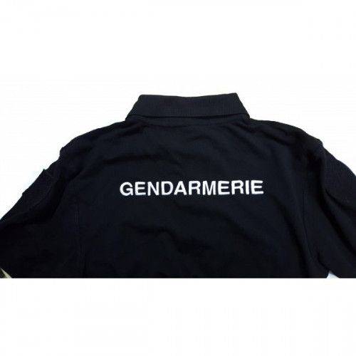 Polo noir brodé Gendarmerie col zippé
