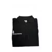 Polo noir brodé Gendarmerie col zippé