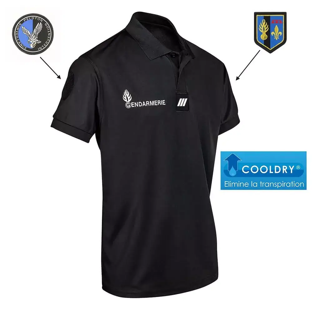 Polo respirant manches courtes noir Gendarmerie