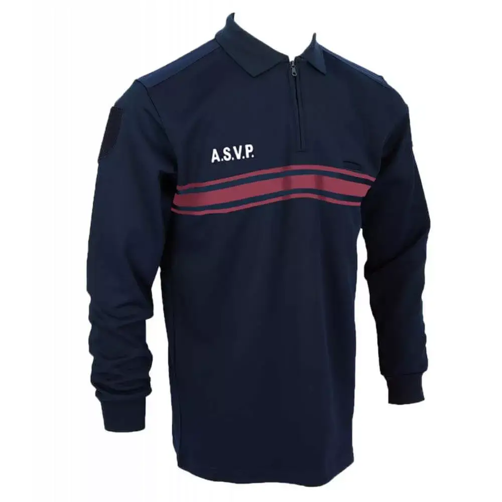 Polo zip manches longues double face ASVP - DMB Uniforme Polo zip manches longues double face ASVP - DMB Uniforme