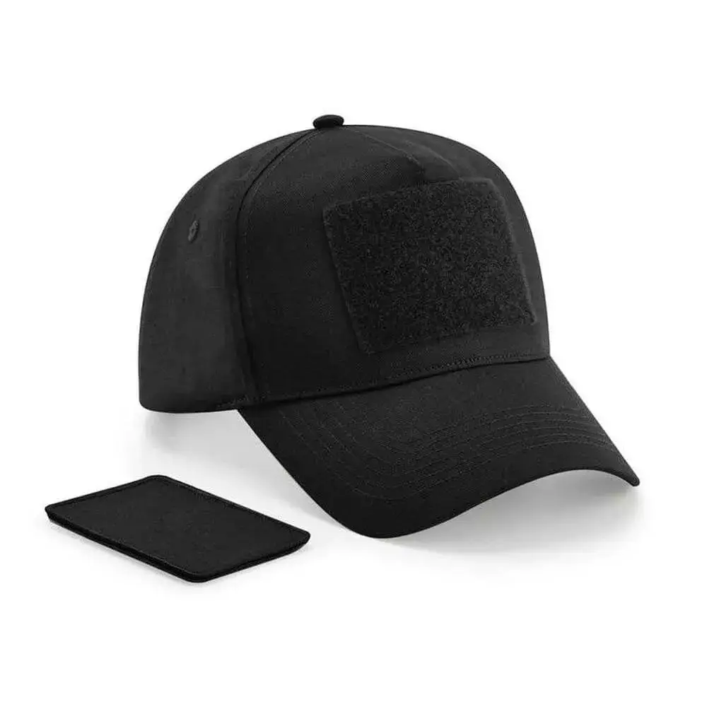 Casquette 5 pans avec patch amovible personnalisable noir