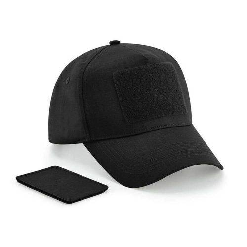 Casquette 5 pans avec patch amovible personnalisable noir