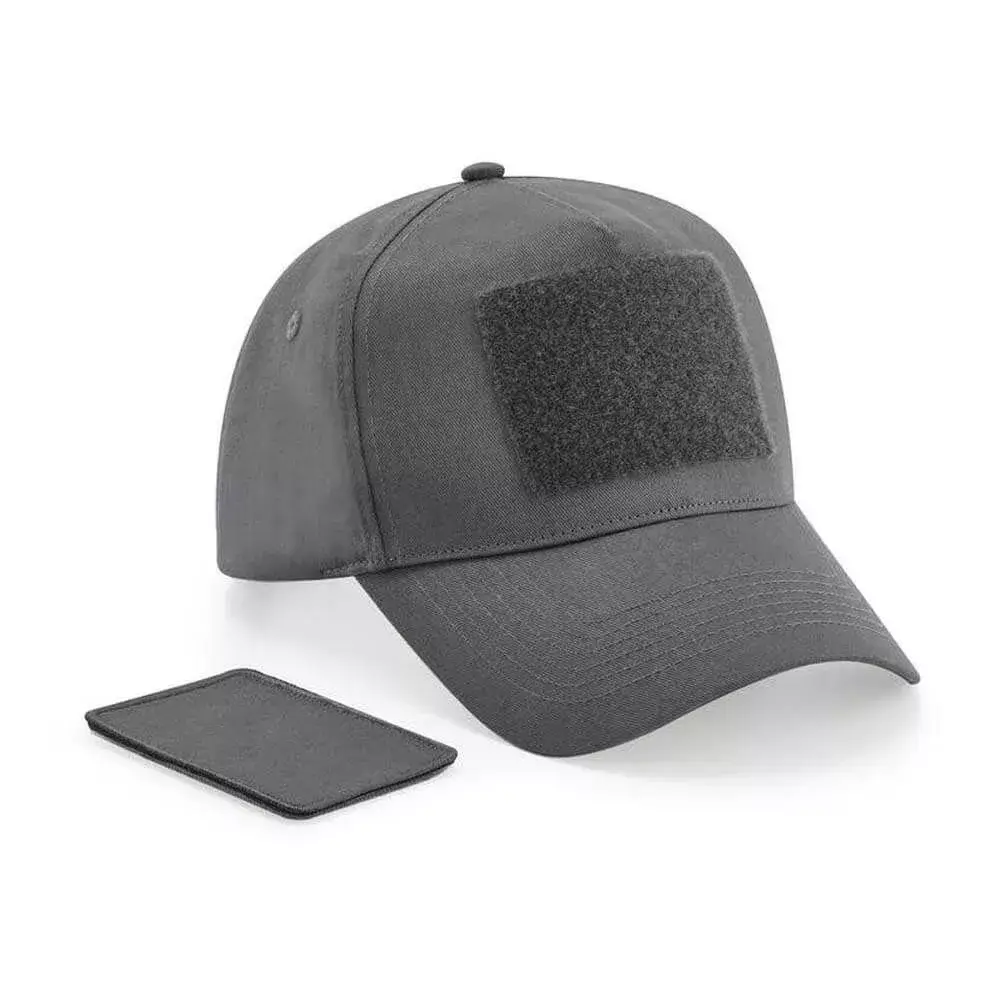 Casquette 5 pans avec patch amovible personnalisable gris Casquette 5 pans avec patch amovible personnalisable gris