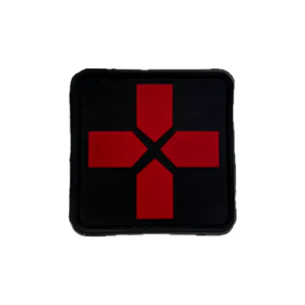 Patch croix medicale PVC noir/rouge - AMG Pro