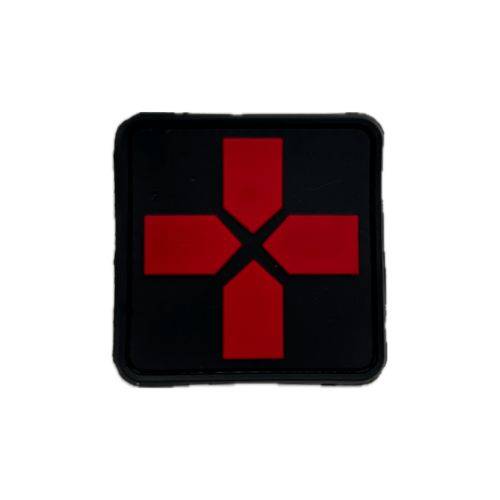 Patch croix medicale PVC noir/rouge - AMG Pro