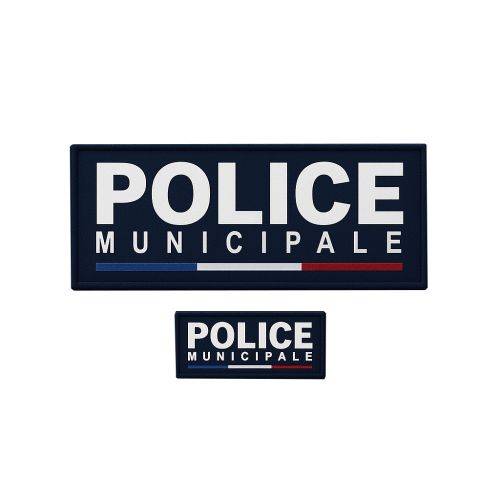 Jeu de bandes brodées Police Municipale - fond bleu marine