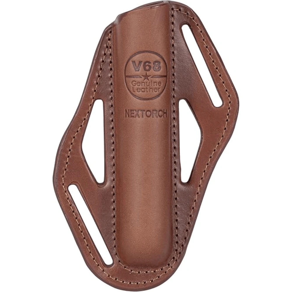 Étui de matraque portable en cuir véritable V68 - Marron - NEXTORCH