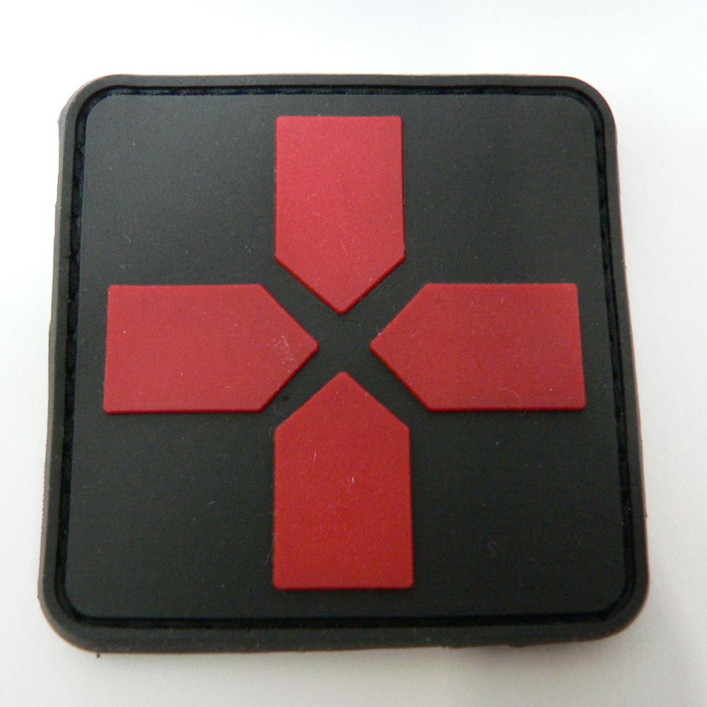 Patch croix medicale PVC - noir/rouge - AMG Pro