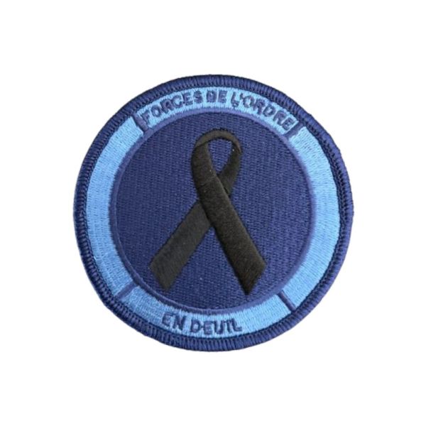 Ecusson de bras brodé Forces de l'Ordre en Deuil B.V Bleu