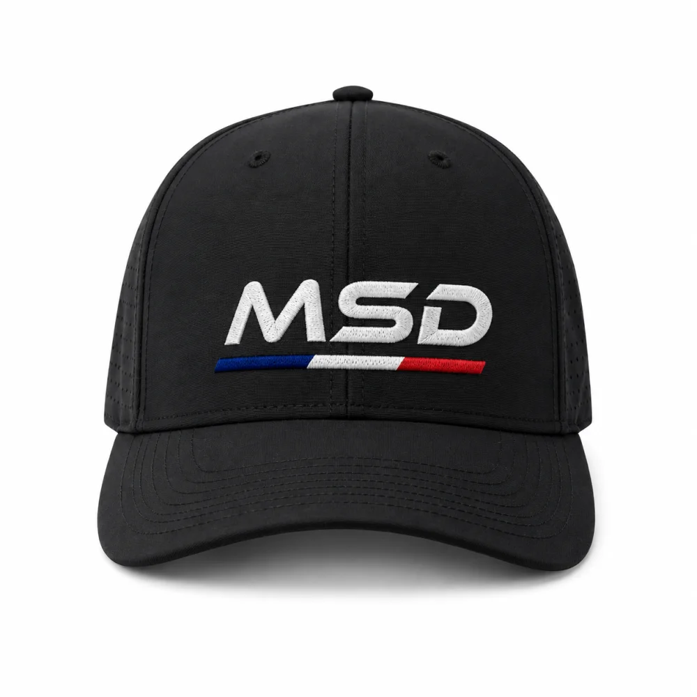 Casquette sport 5 pans personnalisé MSD 2 Noire