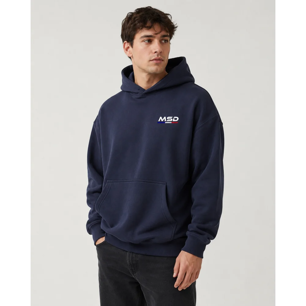 Sweat capuche 330 grammes bleu marine personnalisé MSD