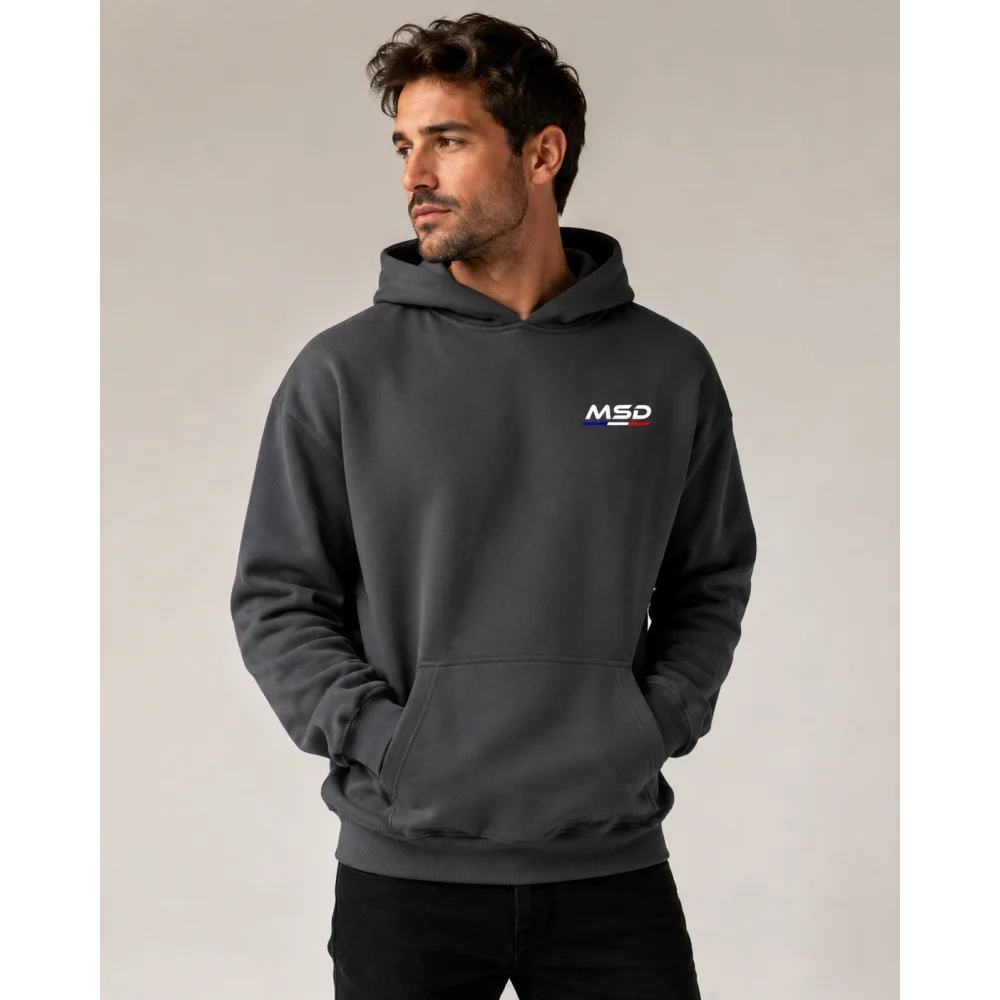 Sweat capuche 330 grammes gris personnalisé MSD