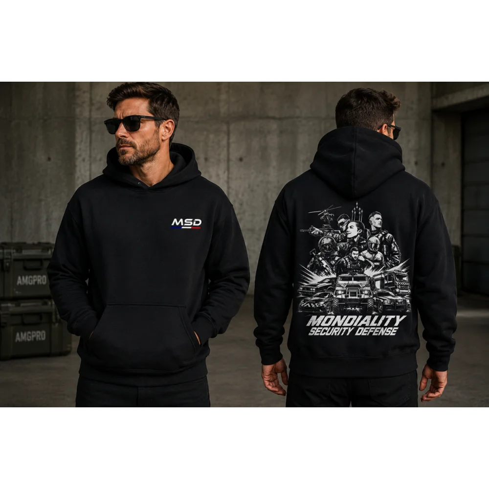 Sweat capuche 330 grammes noir personnalisé MSD
