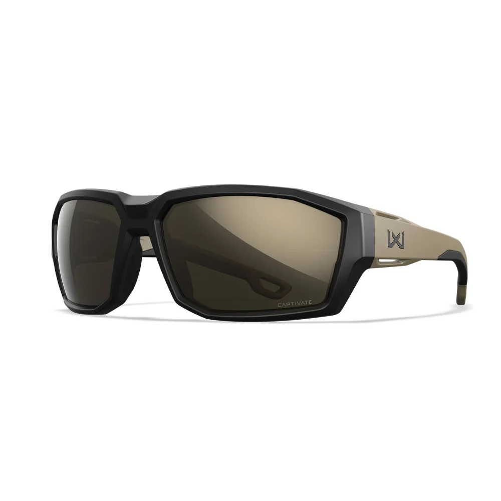 Lunettes Alpine Noires et Tan - Verres Polarisés Miroir Tungstène - Wiley X