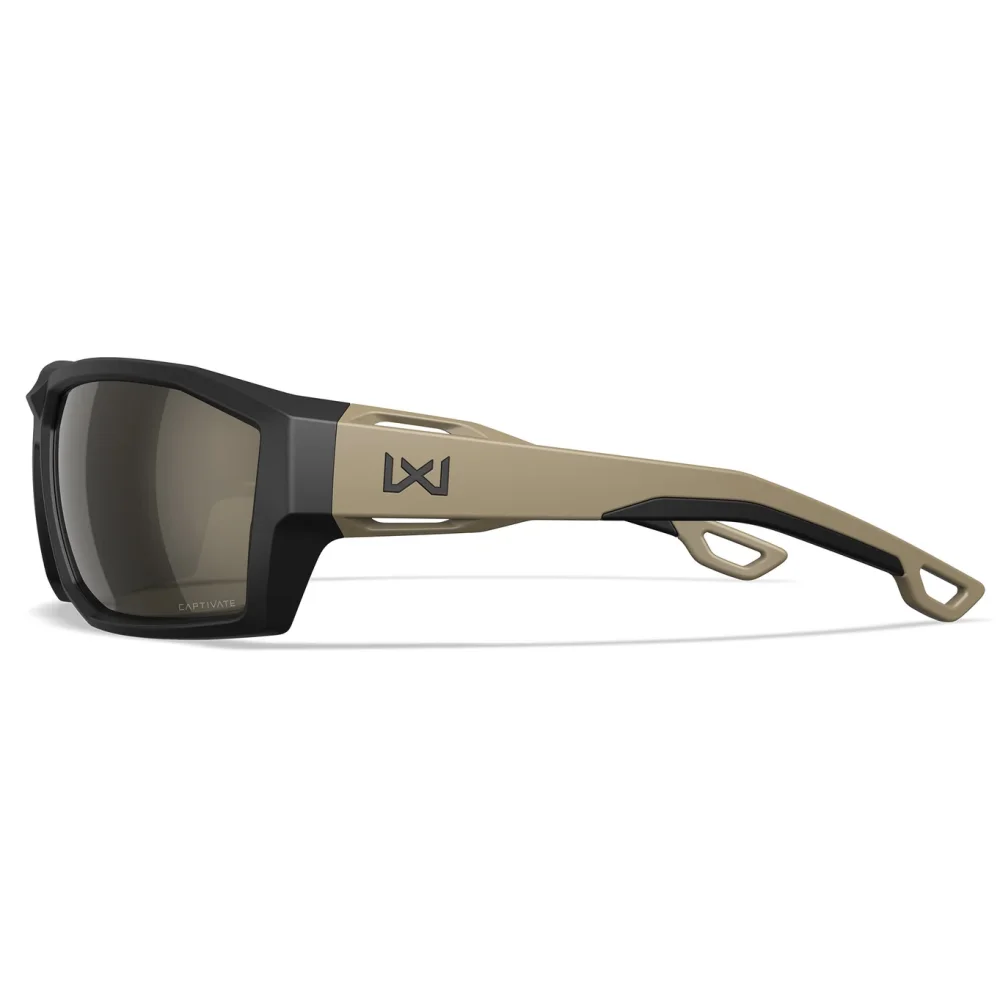Lunettes Alpine Noires et Tan - Verres Polarisés Miroir Tungstène - Wiley X