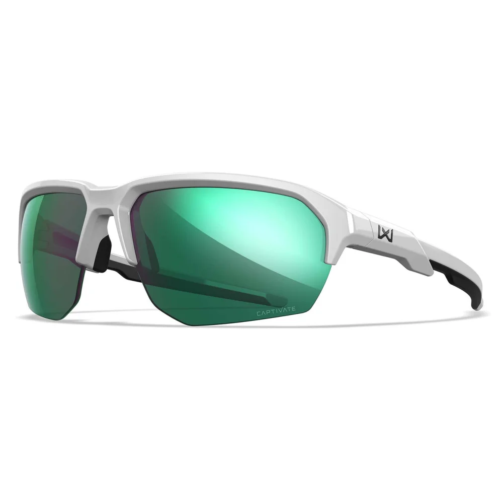 Lunettes JAKL Blanc Poli - Verres Polarisés Miroir Vert - Wiley X