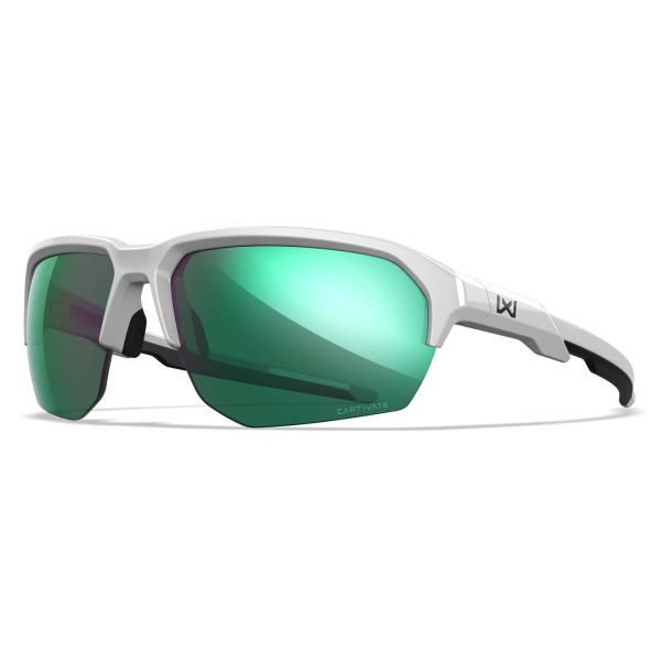 Lunettes JAKL Blanc Poli - Verres Polarisés Miroir Vert - Wiley X