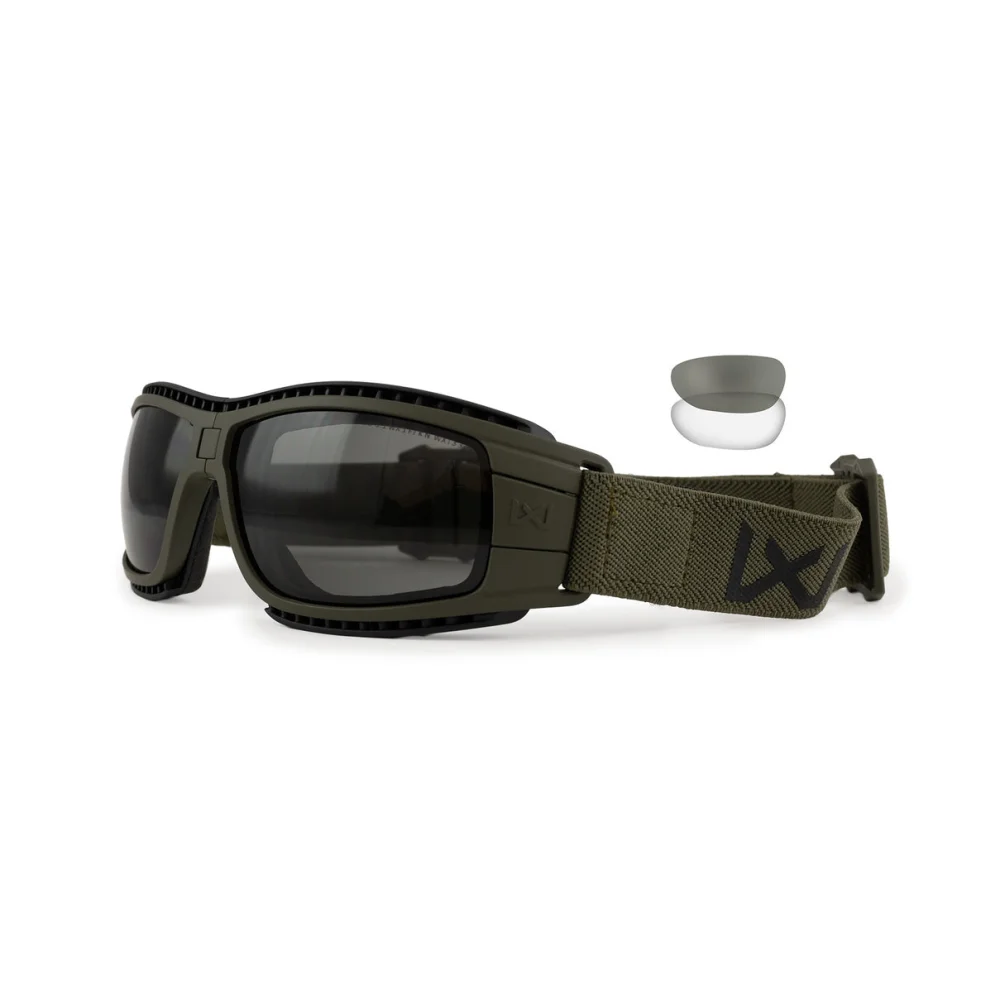 Kit Lunettes Tactiques Pliantes Lynx Vert OD Mat - Verres Fumés et Clairs - Wiley X